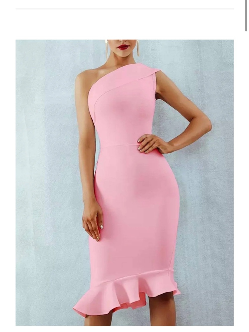One Shoulder Flared Bandage dress